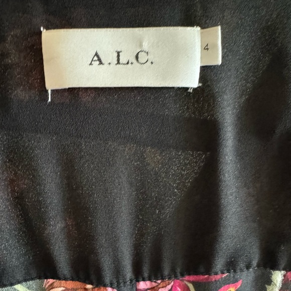 A.L.C. Haven Silk Dress Mini Floral Black size 4 - Picture 6 of 7